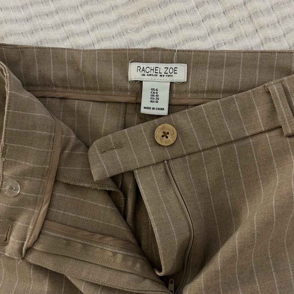 Rachel Zoe Beige Pinstripe Trousers